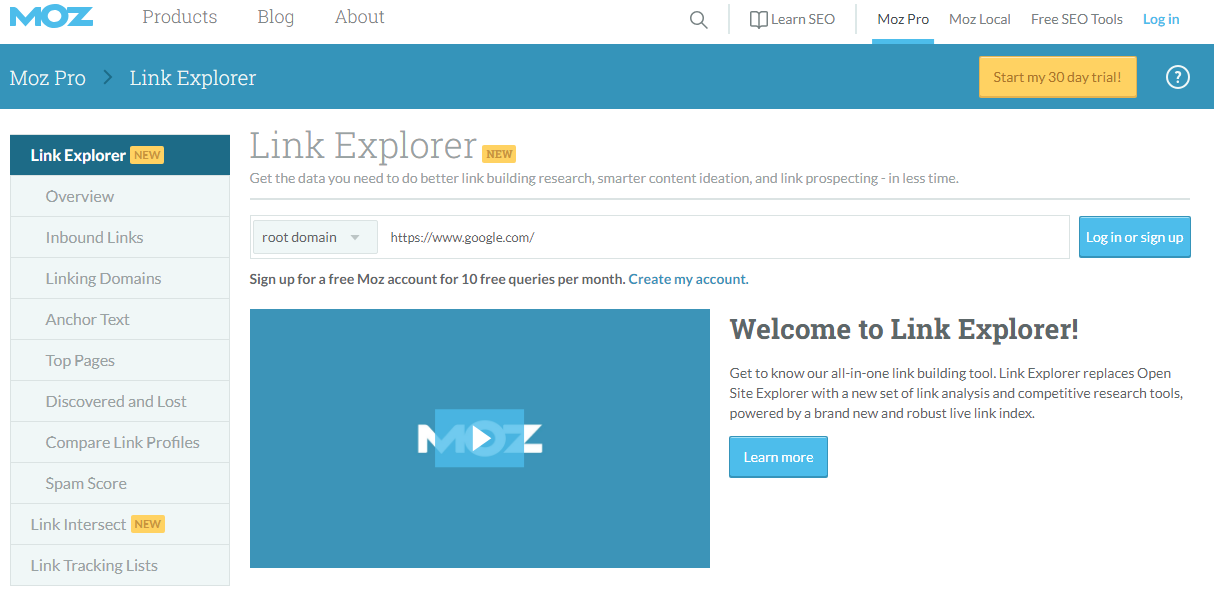 Open Site Explorer Keyword Research Tool